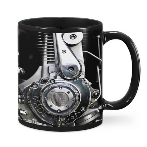 Mekaniker Motor Kaffekrus - Motor Stempel Sort Kaffekrus - 350ml C