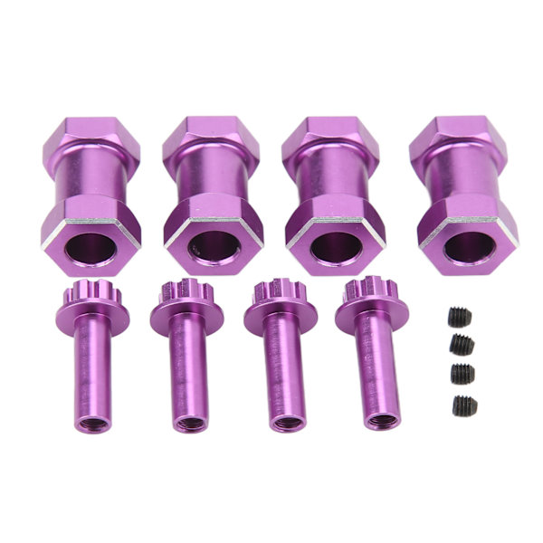 4 kpl 12 mm:n RC-pyörän kuusiokolokeskiö 20 mm:n offset-jatkeella Crawler-pyörän kuusiokolokeskiösovitin 1/10 RC-kolarin korjaamiseen ja päivittämiseen, violetti