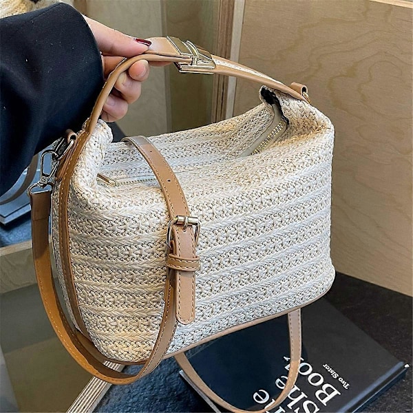 Fashionabel Halm - Kroppsväska Handväska Khaki Patchwork Brun