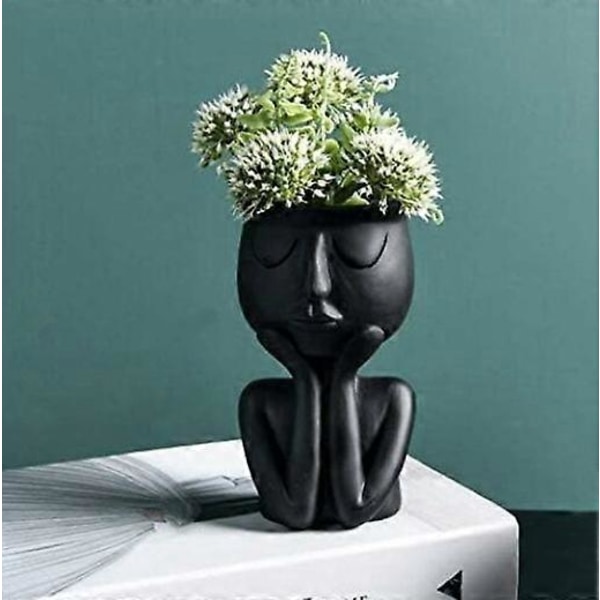 2 stk. Gul+Rød Kreativ Nordisk Karakter Vase Sukkulente Planter Abstrakt Urtepotte Ansigt og Blomster Indendørs Vase