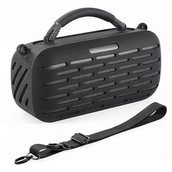 Silicone Case for Bose SoundLink Max Portable Speaker Anti-scratch with Shoulder Strap Durable Carrying Protective Shell A Black