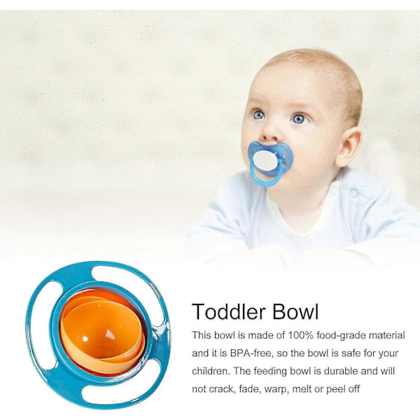 Baby Magic Gyro Skål, Kreativ Spillresistent Skål För Matning, 360 Graders Roterande Spillfri Skål För Bebisar Över 6 Månader -CHSZ 3st