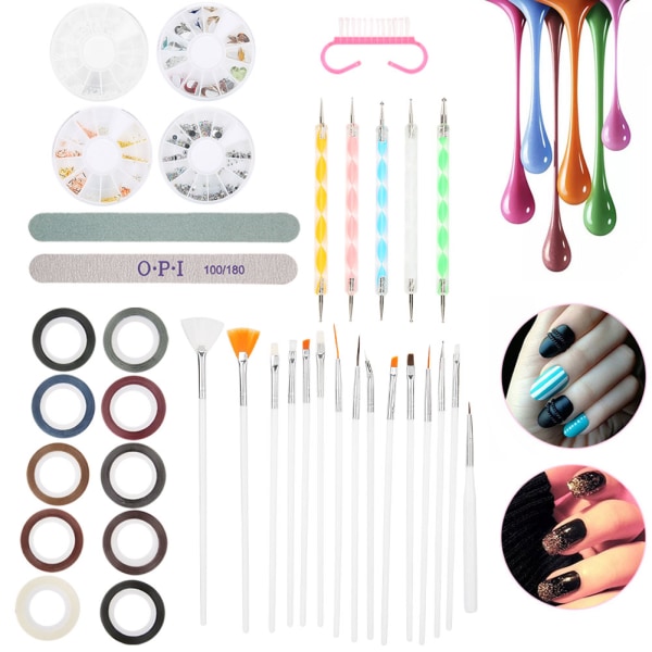 Kynsikynä Kiillotusnauhat Manikyyriviila Nail Art Crystal strassit set