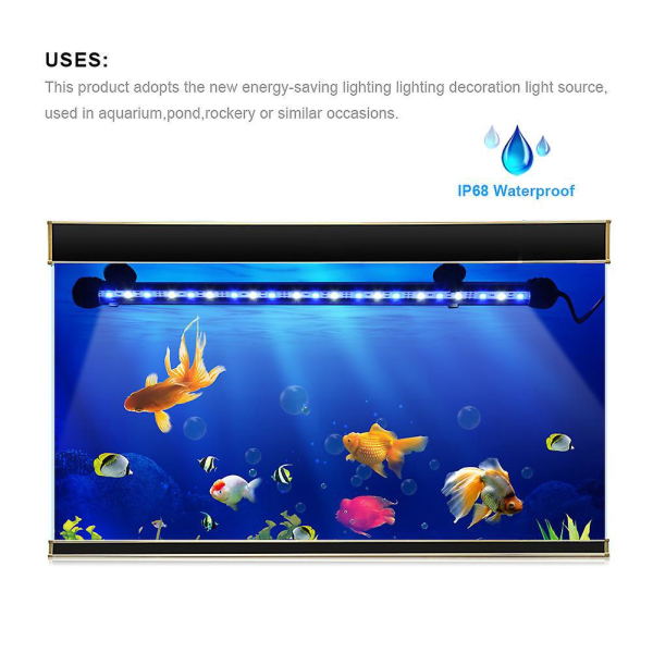 Undervands nedsænket LED-akvarielys med kontrol og timer - blå/hvid, 19 cm, 3,6W
