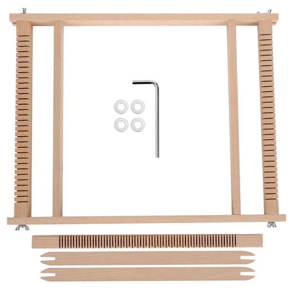 Vävramssats Bokträ Barnens DIY-leksaksstickmaskin Handgjord gobelängvävare