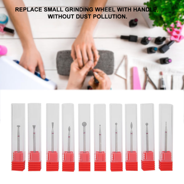 10 st Nagelborr Nagelpolering Burr Manikyr Pedikyr Tillbehörsverktyg Set Typ A