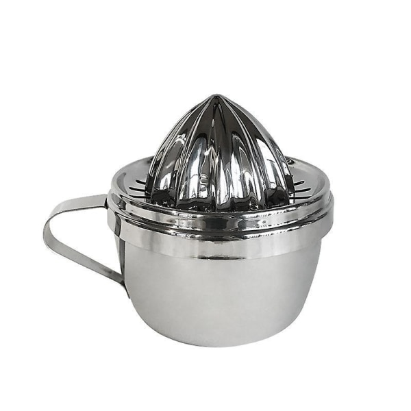 Manuell sitrusjuicer i rustfritt stål med beholder - Oppvaskmaskinsikker sitronlime appelsin grapefruktpresse