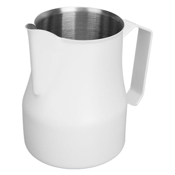 Melkeskummerkanne Kaffesteamingkanne 304 Rustfritt Stål Kaffemelkkopp Melkeskummerkopp Olecranon Type Outlet Hvit 450ML