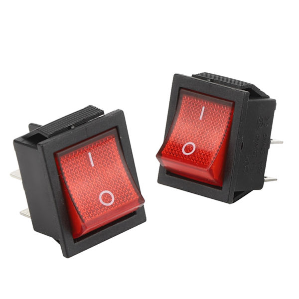 5 STK vippebryter 16A 250V 4-pins med rødt lys industrikontrolltilbehør 31 x 25 mm
