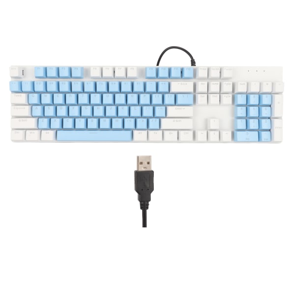 104 tangenter Mekaniskt speltangentbord 28 Bakgrundsbelysningslägen Blå Switch Plug and Play RGB Trådbundet datortangentbord för Windows för Linux Blå Vit