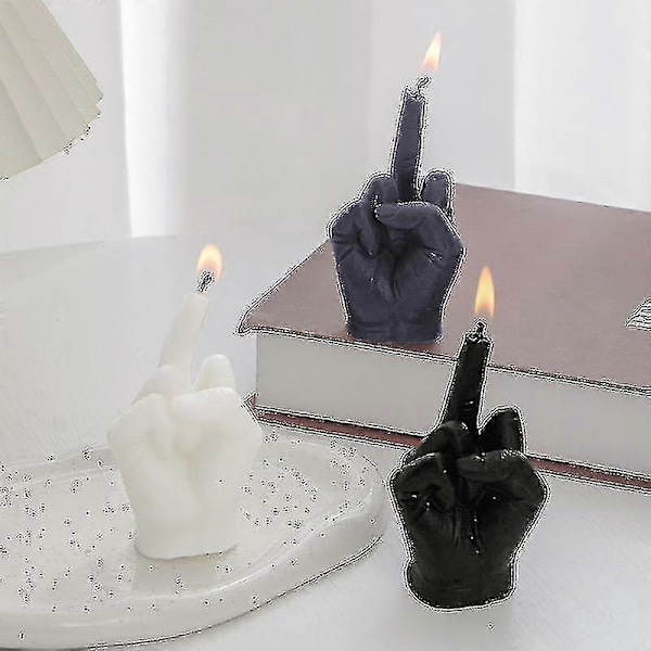 Kreativ Doftljus i Form av Långfinger, Rolig och Udda Liten Present, Heminredning, Födelsedagspresent, Himmelsblå