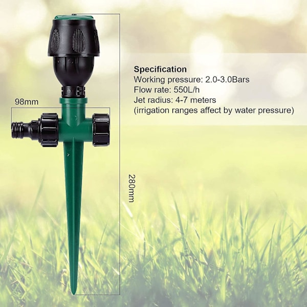 Trädgårdssprinkler, Automatiskt Cirkulärt Vattningssystem för Gräsmatta 360 Roterande Bevattningstips Bas Sprinkler för Gräsmatta Trädgård