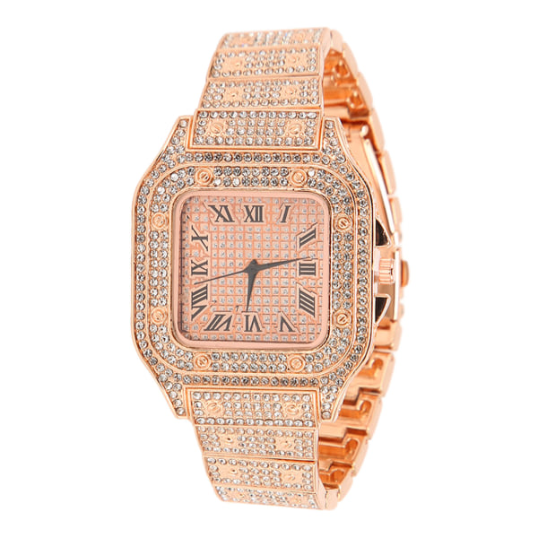 Quartz Rhinestone Watch Fashionabel legering Exakt tid Business Rhinestone Watch för vardagen Golden