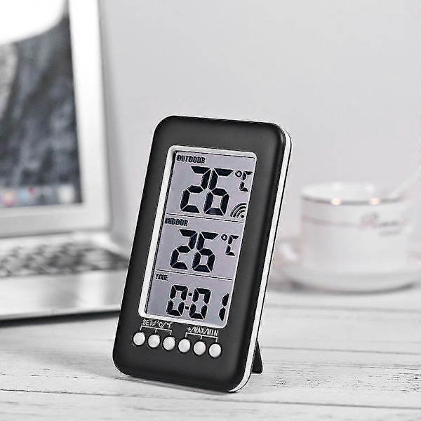Inomhus Utomhus Termometer, LCD / Trådlös Digital Termometer Med 200ft/100m Räckvidd Temperatursensor_SZXM