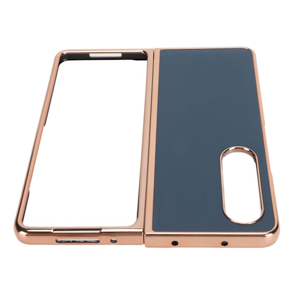 Telefondeksel Beskyttende Deksel for Samsung Galaxy Z Fold 4 Nano Plating Ekte Lær Skrapebestandig Blå