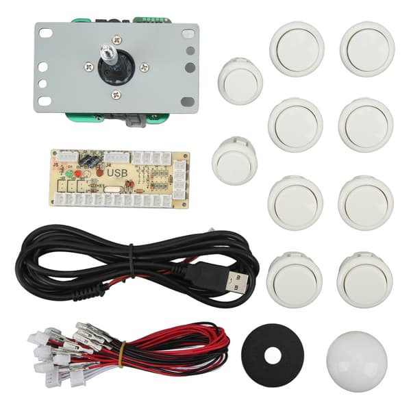 DIY USB Controller Computer Rocker Oval Ball Joysticks med Kontrolchip til Arcade Spil Hvid