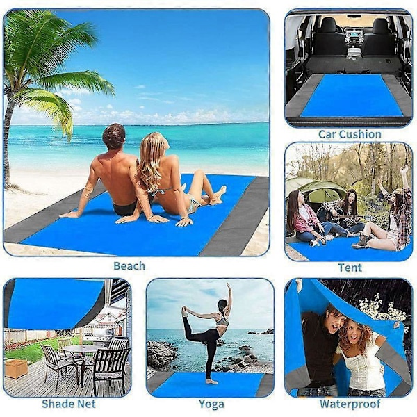 Ombre farve 2-pak Strandtæppe Sandfrit, Super Stort 200 x 210 cm, Sandtæt Vandtæt, Blødt Komfortabelt Robust Materiale