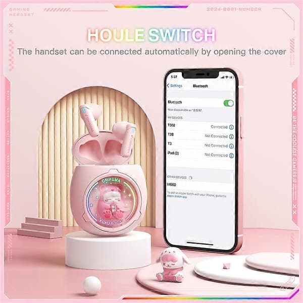 ONIKUMA T302 Cute Space Capsule Bluetooth Headset HiFi Music Wireless Headphones Pink