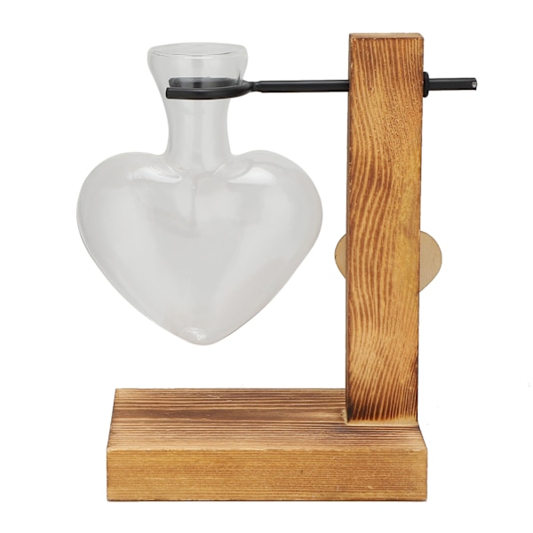 Hydroponisk transparent glasvas trä torkad blomma arrangemang behållare skrivbord dekoration