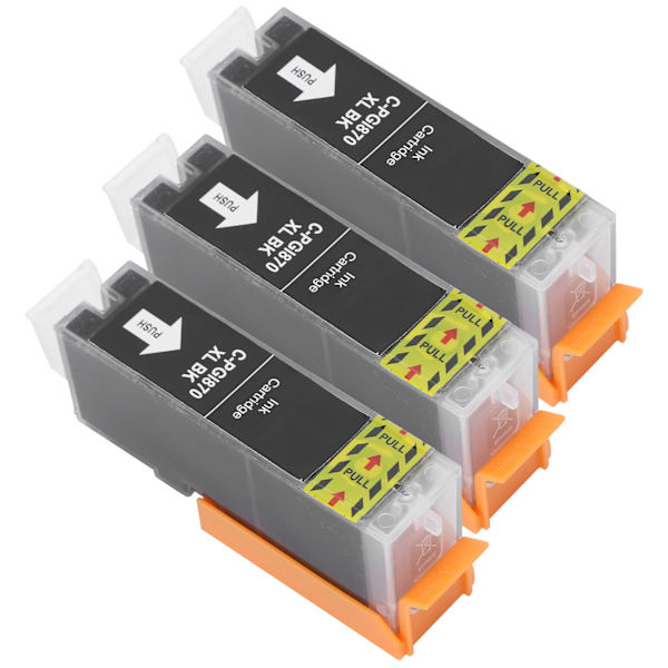 3 stk. blækpatroner til printer, sort plast PGI-870 til Canon MG5780/TS6080/TS5080 25 ml