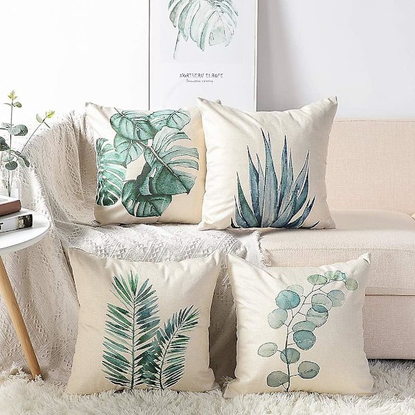 Set med 4 sällsynta pärlor 45x45 cm kuddfodral i bomull med dragkedja - vanlig design LZ-6
