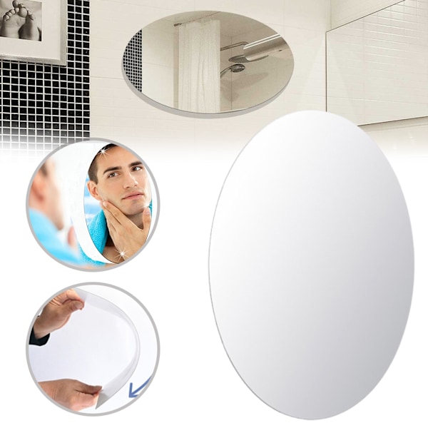 42*27CM Speil Dekorasjon Vegg Klistremerke Akryl Ellipse Speil Vegg Klistremerker Hjem Dekorasjon Vegg Klistremerke for Bad Soverom