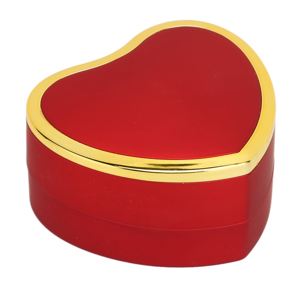 Sydämen muotoinen sormuslaatikko Tyylikäs tyylikäs korujen esittelylahjarasia LED-valolla kihlaukseen hääpunainen
