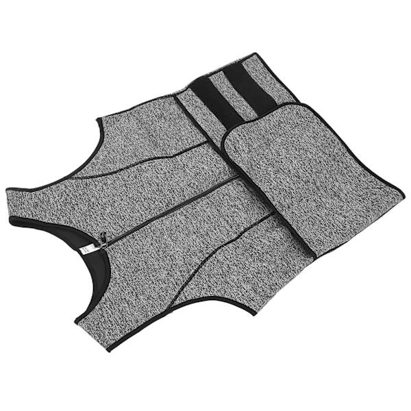Mäns svett väst kropp shapewear midjetränare svett utomhus fitness sport träning väst grå L