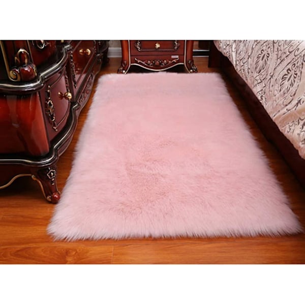 Fluffig Mjuk Långhårig Matta (Rosa)
