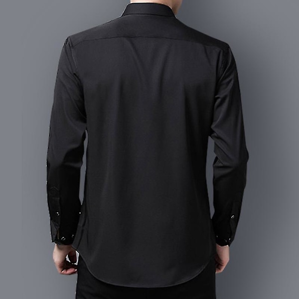 Herrkläder, Casual Slim Fit Svart Knapp-Down Klänningsskjorta