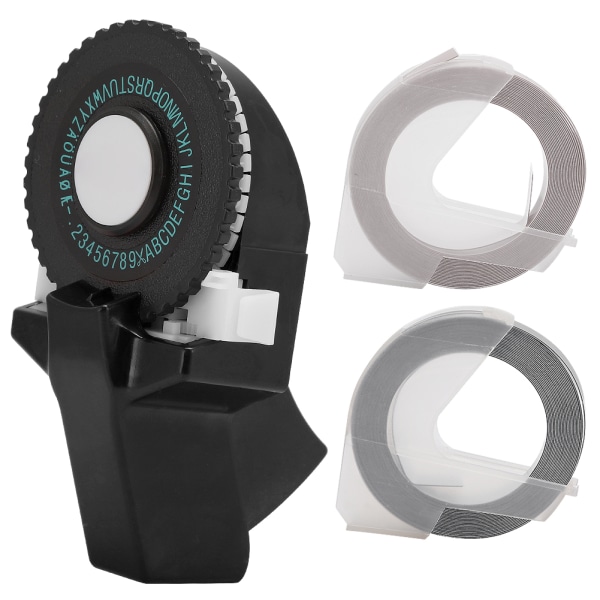 Mini manuel tapemaskine Dekorativ farvet ABS 3D prægebånd 9 mm til håndbog Sort
