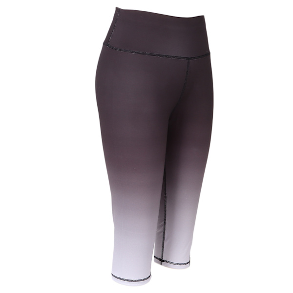 Kvinnor Hög Midja Yoga Byxor Gradient Svart Rumpa Lyft Ben Slanka Fitness Tights Klippta ByxorS