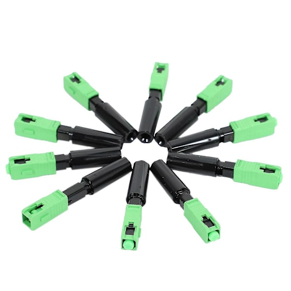 10 stk. Ftth Innebygd Hurtigkobling SC/APC Grønn Plast Fiberoptisk Kobling