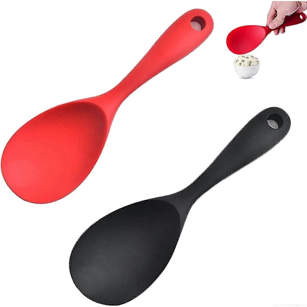 Silikon Nonstick Sked 2-Delars Set Kök Matlagningssked Silikon Rissked Rörsked