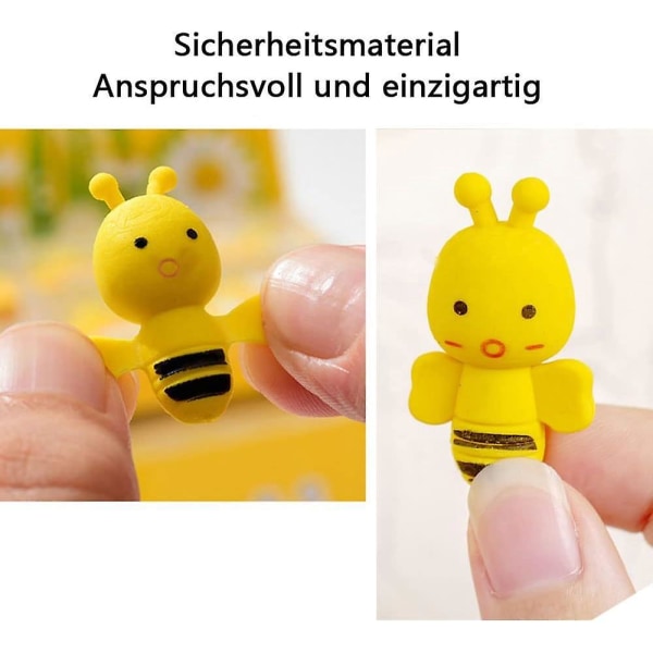 Animal Eraser Set med 30 stk. - Mini Cute Bee Eraser Series - Ideel til børn, skole, studerende, festgaver og papirvarer