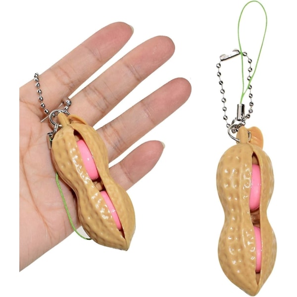 2-pak Fidget Toy Squeeze Peanut Nøglering Stress Relief Bean Nøglering Rygsæk Ornament