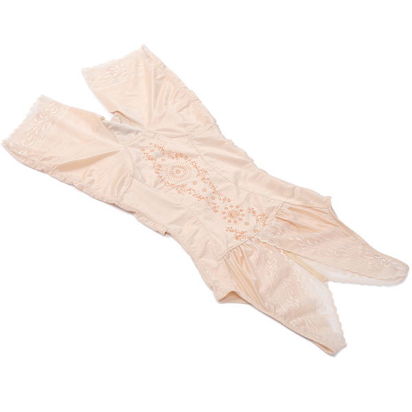 Blomsterprint mønster Mavekontrol Body Shapewear Slankende talje Trainer Bælte Bodysuit (Khaki)L