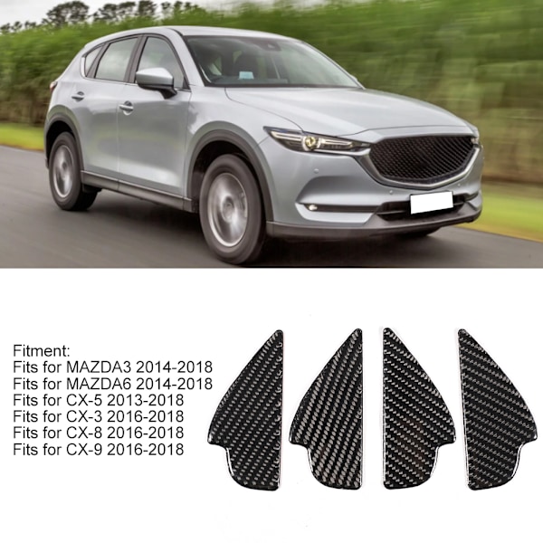 4 st kolfiber inredning dörrskål dekor lock passar för MAZDA CX-5 2013-2018 vänsterstyrd