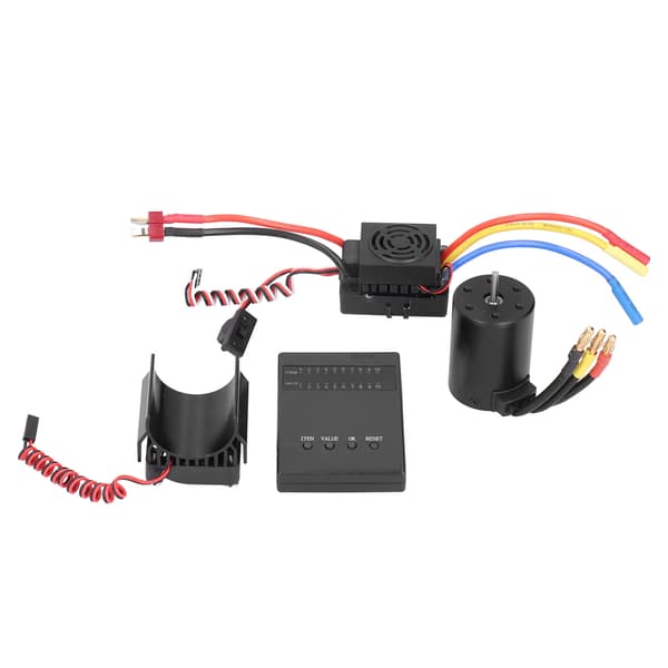 3650 4300KV Børsteløs Motor 60A ESC Programkort Motor Køleplade Sæt til 1/10 RC Bil