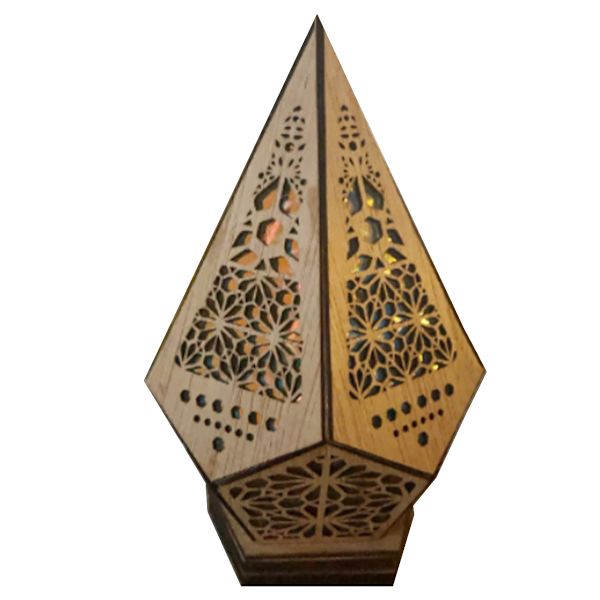 Golvlampa Bohemian Style USB Trä Golvlampa Modern Geometrisk Ljus för Vardagsrum Sovrum