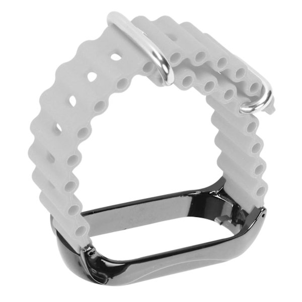 Silikon watch med skyddande case i rostfritt stål Passar för Mi Band 7 Grå
