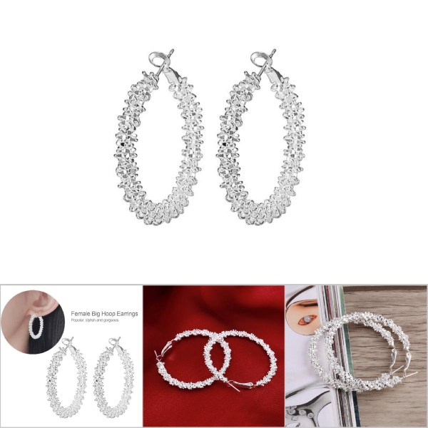 Kvinnor Big Hoop Örhängen Large Loop Circle Legering Smycken Örhängen (silver)