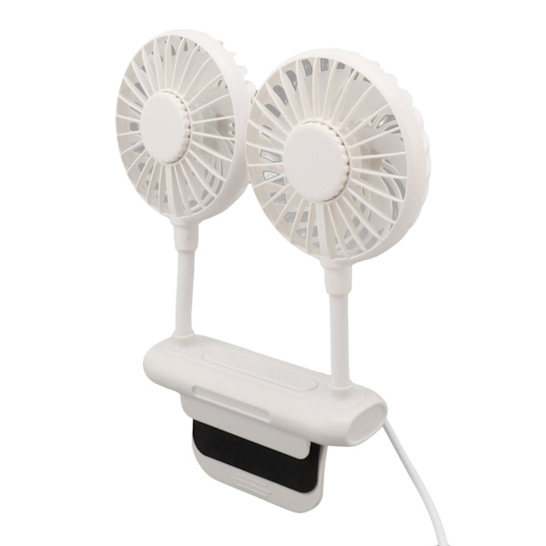 Hvid skrivebordsventilator med justerbar klemme 3 gear 360° roterende USB bordmonitor køleventilator til kontor
