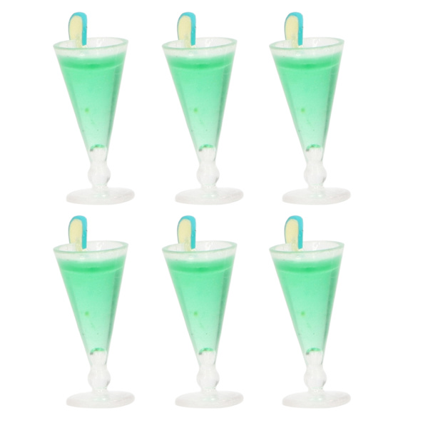 20 kpl nukkekodin cocktail-laseja simulointi elämän kohtaus 1/12 mittakaava mini cocktail-lasit lelu nukkekoti sisustus vihreä