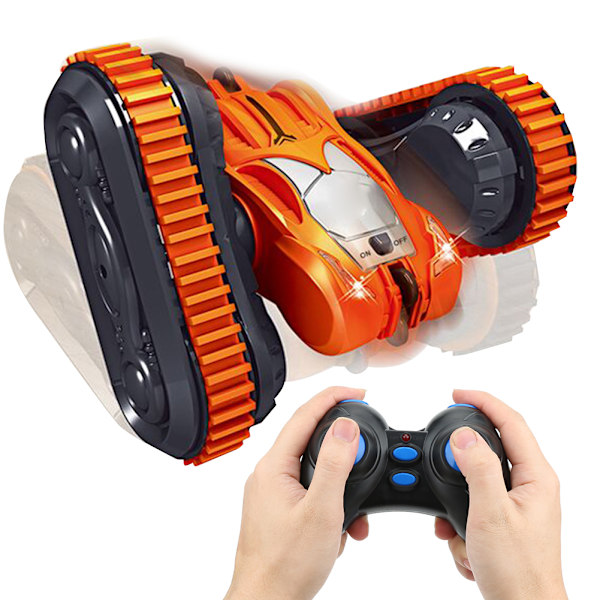 2-i-1 Dubbelsidig 2,4G Fjärrkontroll Stuntbil Modell 360 Grader Rull RC Bil Leksak Orange