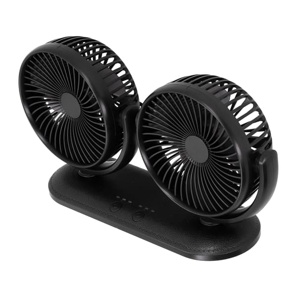 Bil Auto Ventilator 360 Grader Justerbar 3-Niveauer Luftkøling Dobbelt Hoved Lydløs USB Køler DC201