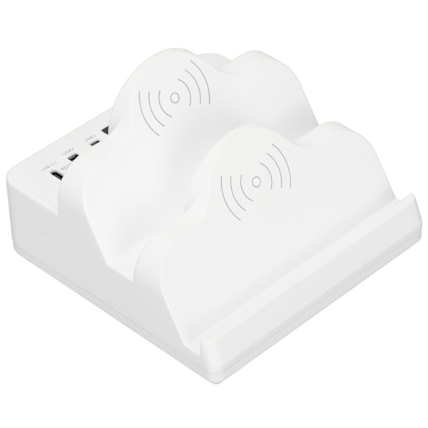 USB-opladningshub 6-port 2 trådløs telefonopladningsstation QC 3.0 USB C multi-enhedsdock med LCD-display UK-stik