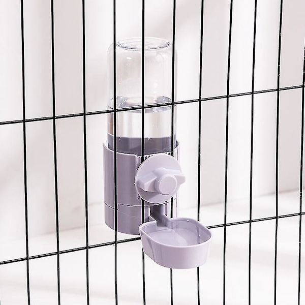 Automatisk Vattenbehållare för Smådjur, Droppfri Flask för Marsvin & Hamster (500ml/17oz) Grå