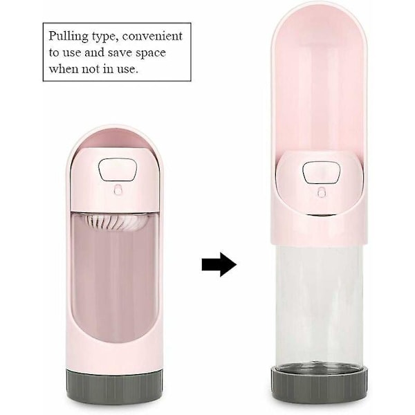 Portabel Vattenflaska Läcksäker Katt Vattendispenser för Resor Utomhus Promenader Träning (Rosa)