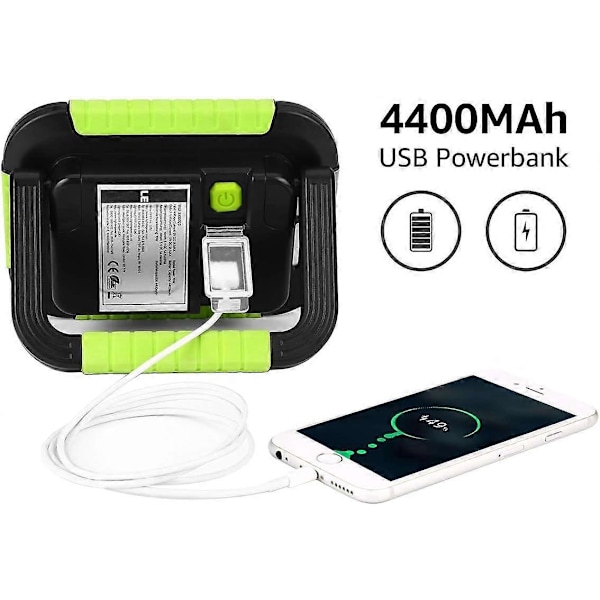 LE Camping Lampe Genopladelig, 1000 Lumen, 4400mAh Powerbank, 3 Modes LED Projektør